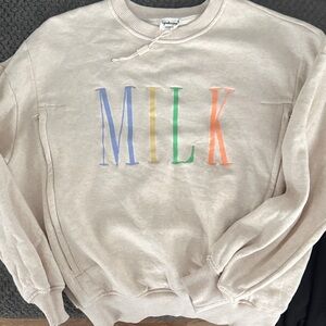 Cream Breastfeeding Sweatshirt with Colorful MILK Print